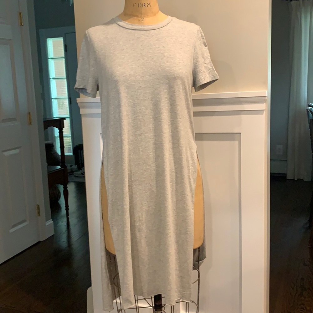 Bardot- Long gray t-shirt with side slits- size M